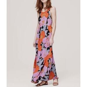 Ann Taylor LOFT Women’s Blue Orange Floral Sleeveless Maxi Dress Size 2 Petite